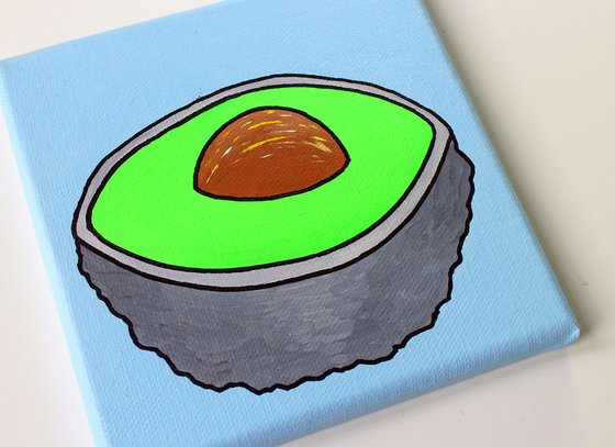 Avocado Half Pop Art Painting on Miniature Canvas