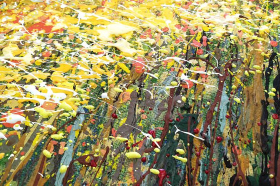 Wheat field landscape painting Large landscape art Large yellow blue modern art Large modern painting