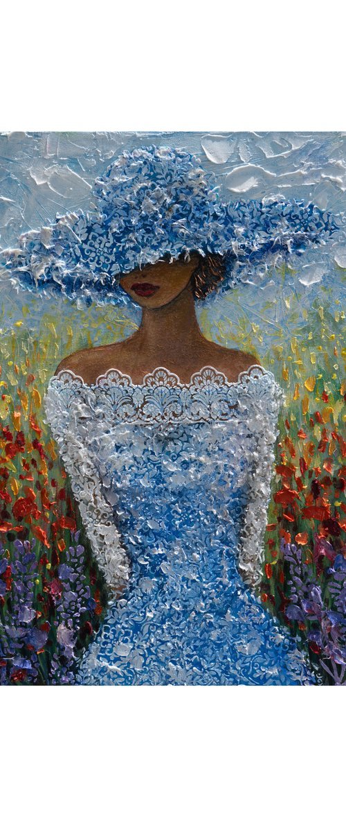 Whispers in Blue Impasto by Lena Owens