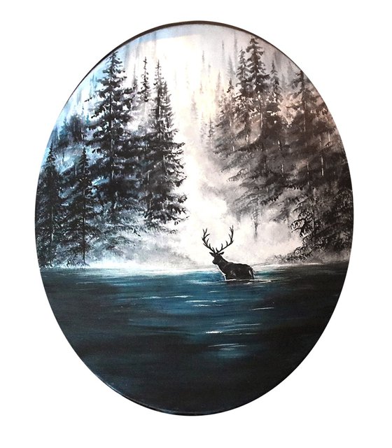 Silent Stillness oval canvas artwork