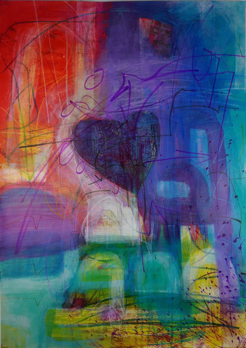 Heart of it all Original Painting A1 size by Dawn Rossiter