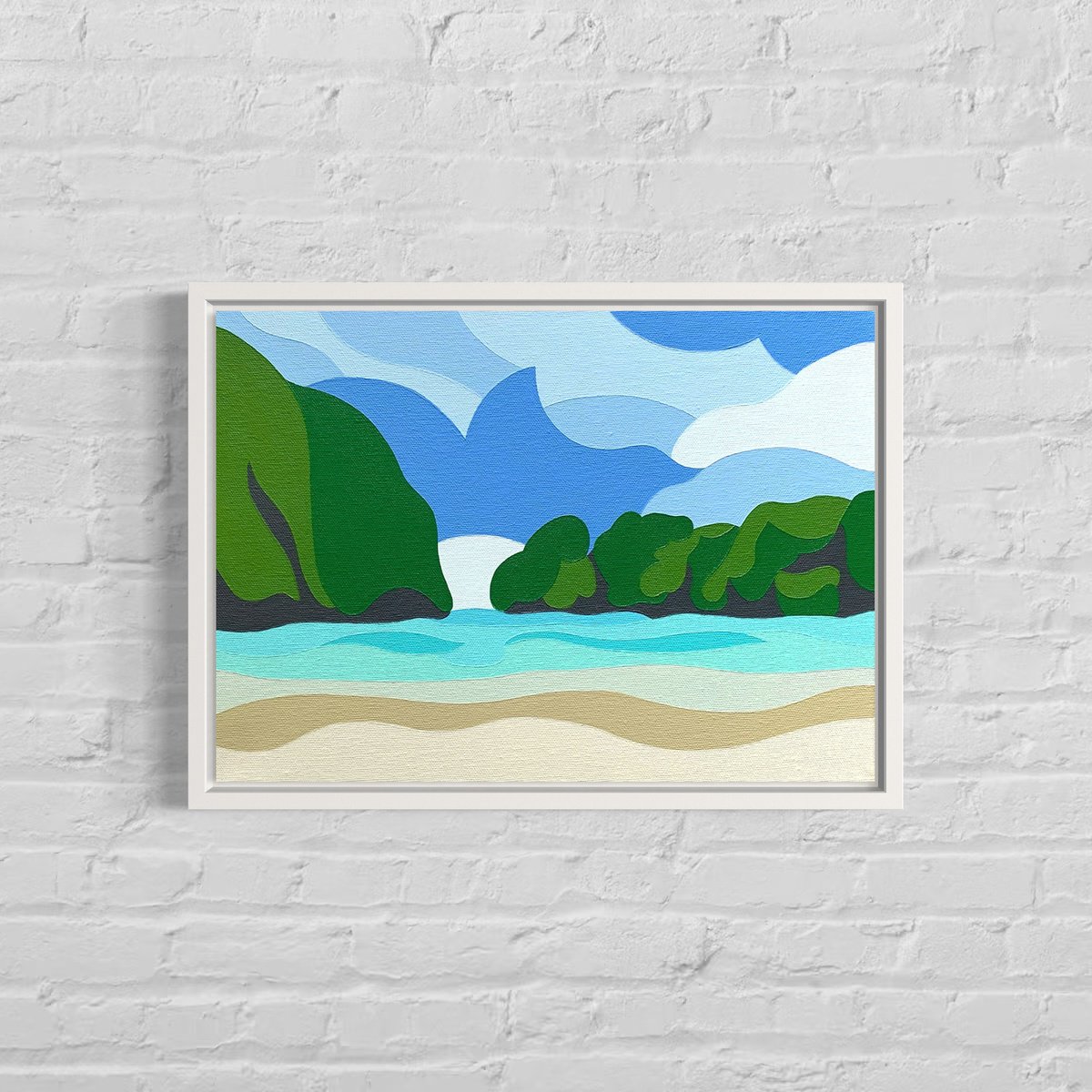 Abstract Landscape Acrylic Painting By Zoe Hattersley, 14 X 10", Maya Bay, Koh Phi Phi, Original Artwork