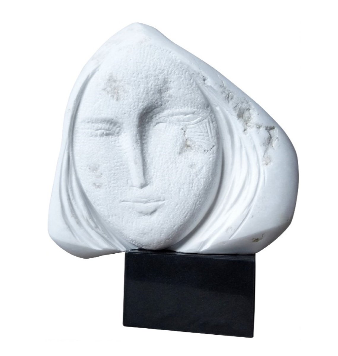 Impressionistic Portrait Stone Sculpture By Rasho Mitev, 11 X 13", "Bulgarian Girl", Original Artwork