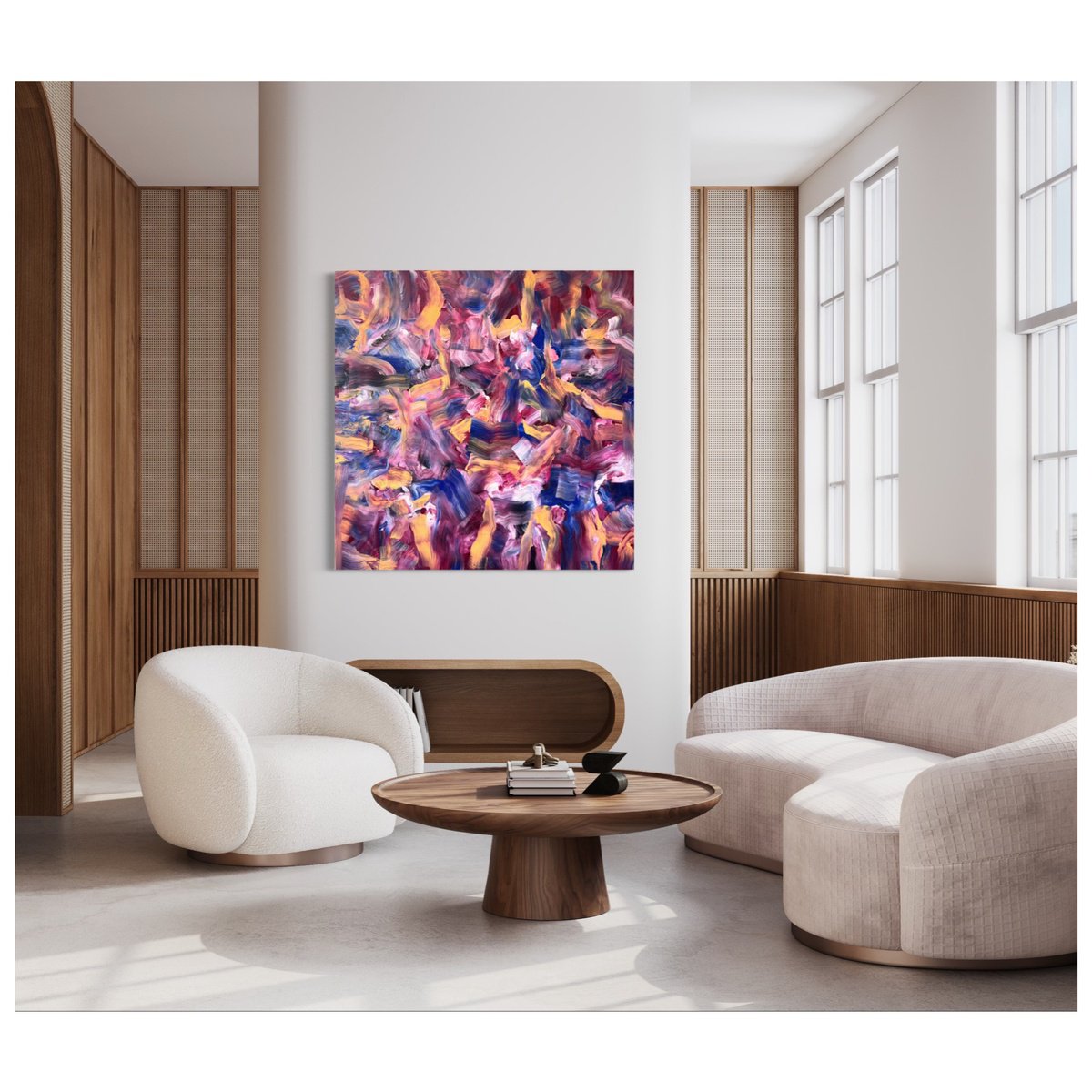 Expressive Landscape Oil Painting By Maria Esmar, 47 X 47", Timeless Allure, Original Artwork