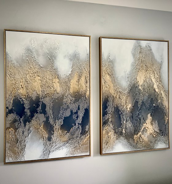 Sapphire Dreams - Abstract Diptych