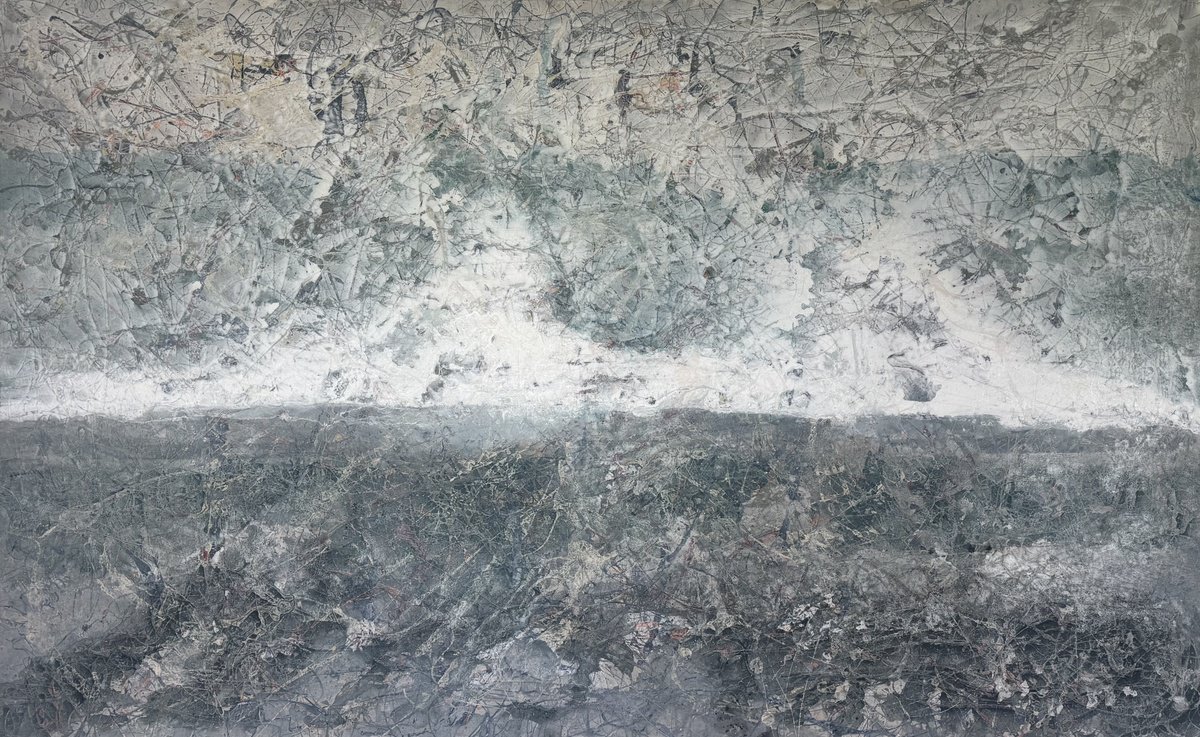 Organic Abstract Acrylic Painting By Andrew Lennon, 78 X 48, Open Sea, Original Artwork