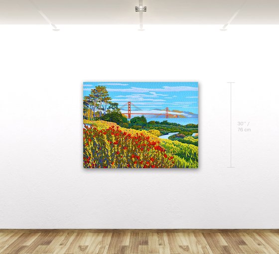 Golden Gate View With Flowers #2