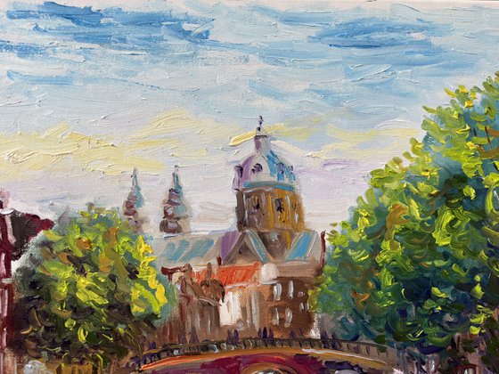 Amsterdam Canal View Saint Nicholas Basilica