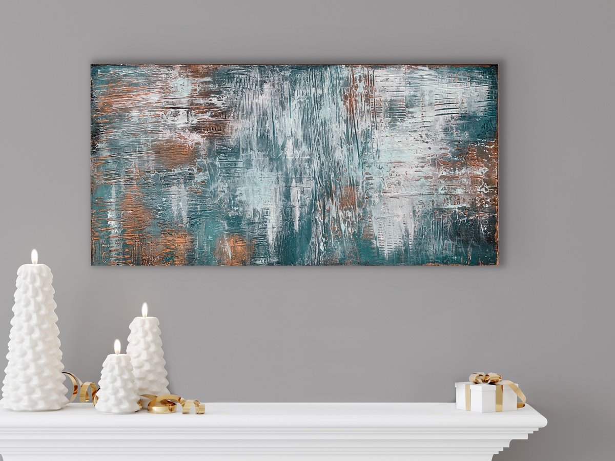 PERFECT TEXTURED COPPER Painting . modern texture turquoise artwork by Marina Skromova