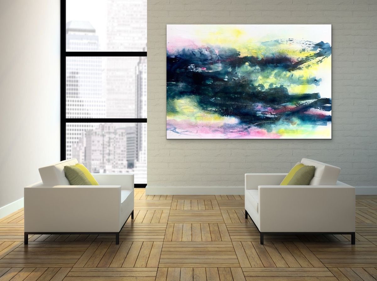 Dive deep #2 I unstretched canvas I colored abstract artwork I 140 x 200 cm by Kirsten Schankweiler