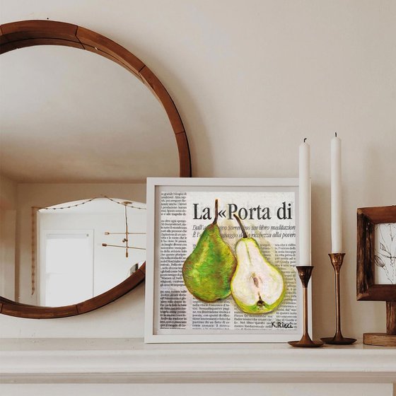 "Pear on Newspaper"