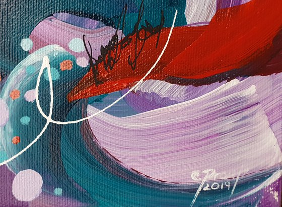 Sous l’océan 4 - Original small abstract painting - Ready to hang