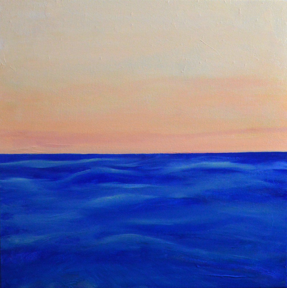 Organic Landscape Oil Painting By Cristian Valentich, 20 X 20, Sunset Mediterranean, Original Artwork