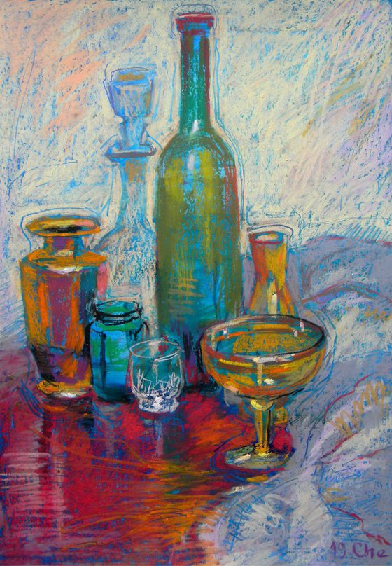 Still life with glass objects