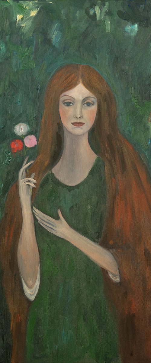 Red-Haired Woman in the Forest by Irina Anis