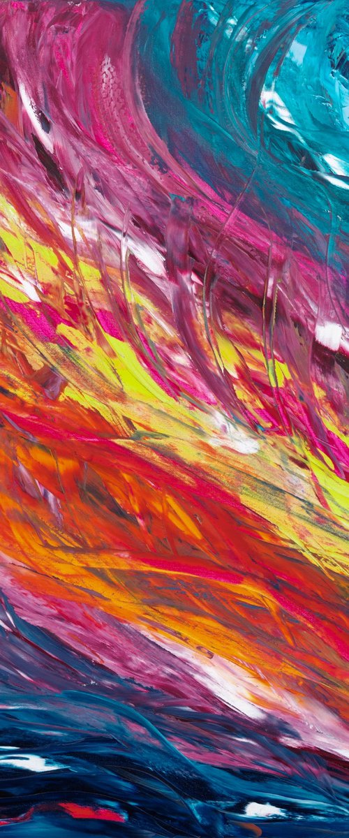 Gestural multicolored work of art “Colors inside me” 70×90 cm by Davide De Palma