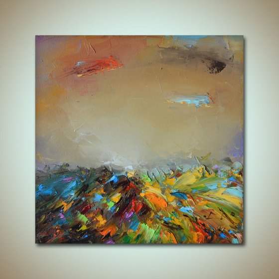 Cloudy etude, modern landscape oil painting on canvas, Free shipping