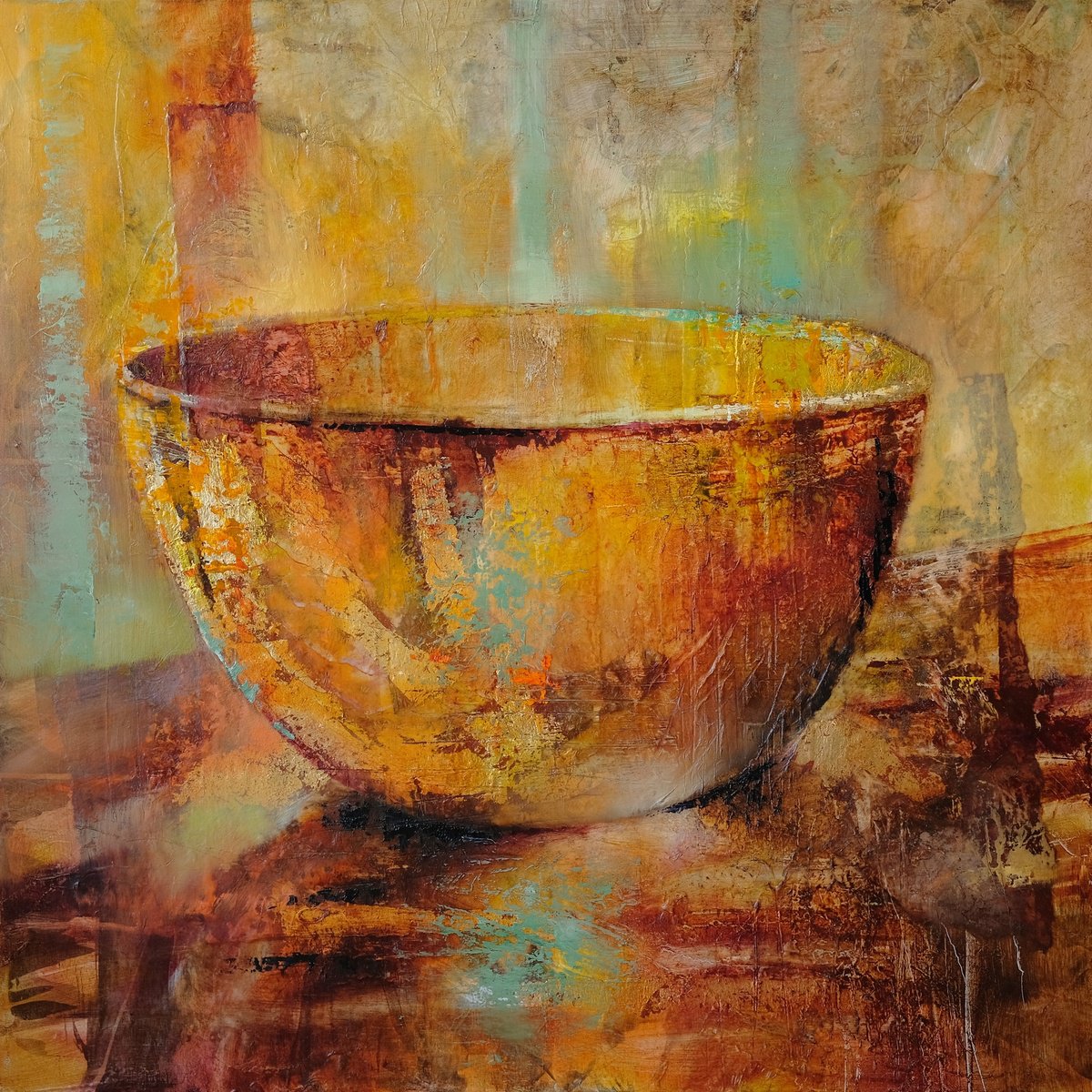 Impressionistic Still Life Oil Painting By Annette Schmucker, 39 X 39, Open To New Things, Original Artwork