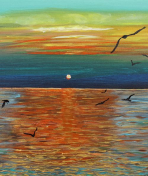 sunset on the sea by Margarita Telianidis