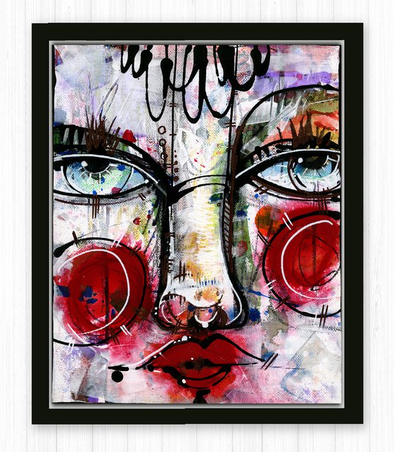 Funky Face Whimsy 5 - Mixed Media Art by Kathy Morton Stanion