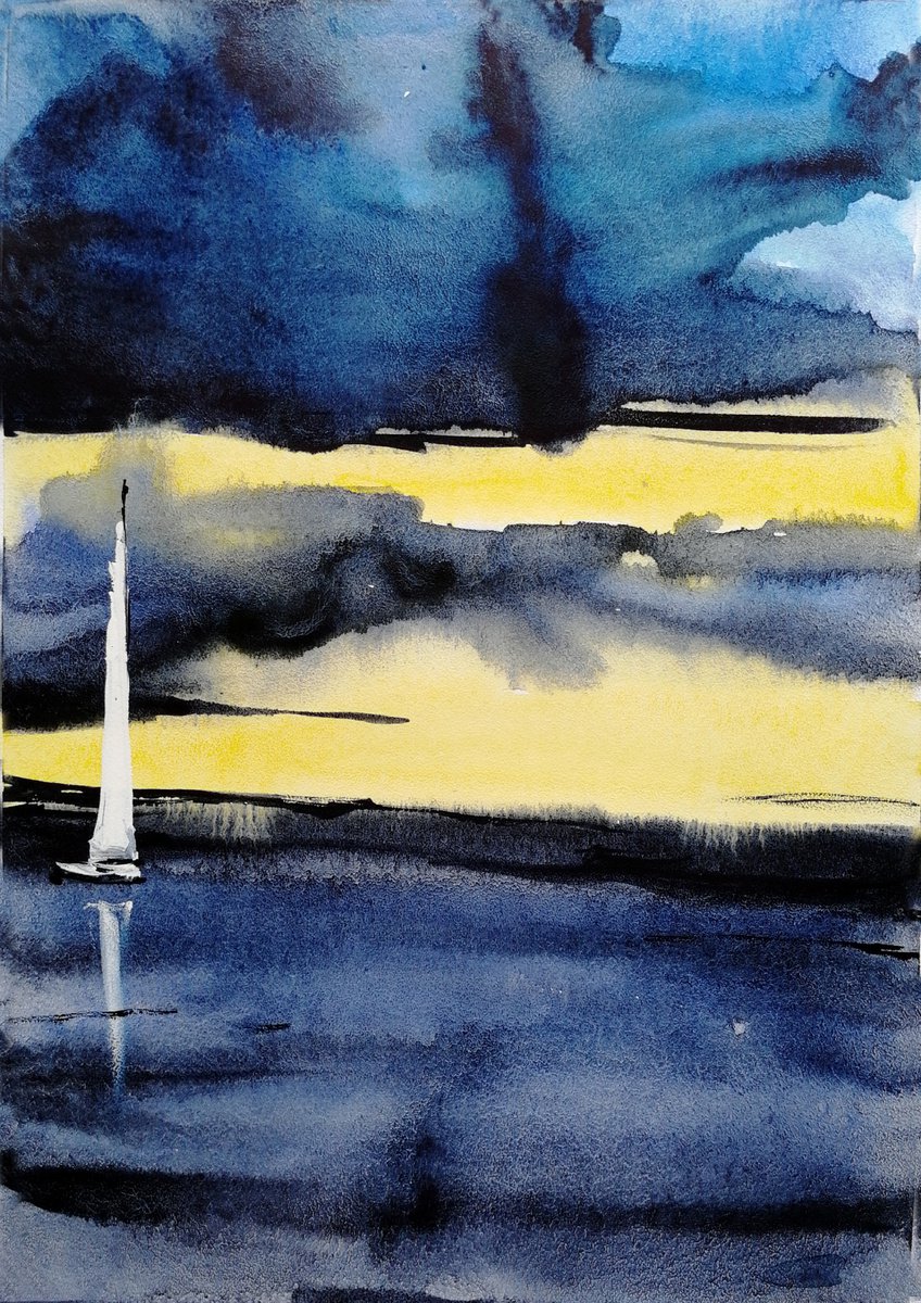Sailboat painting. Seascape by Marina Zhukova