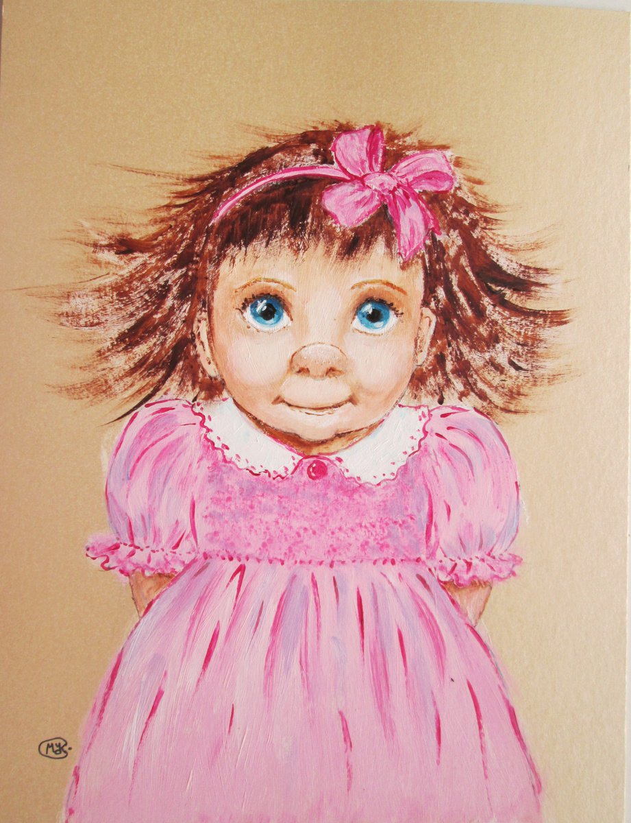 Little Girl in pink dress. Baby room. Child wall decor by MARJANSART