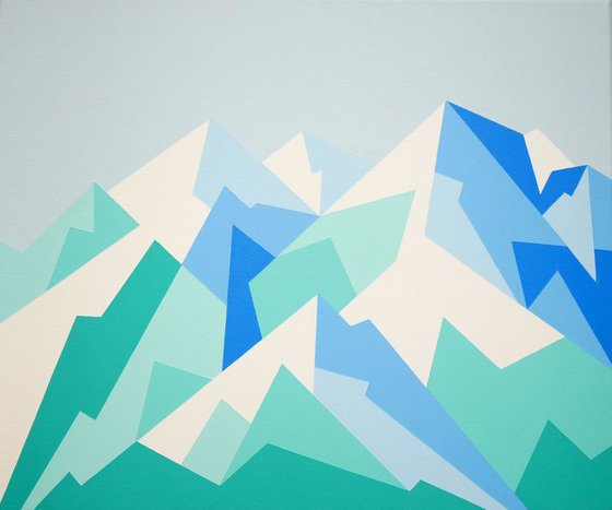 Denali, Alaska. Geometric mountain painting.