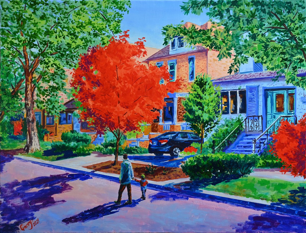 Photorealistic Landscape Oil Painting By Garry Arzumanyan, 28 X 20, Chicago Autumn, Original Artwork