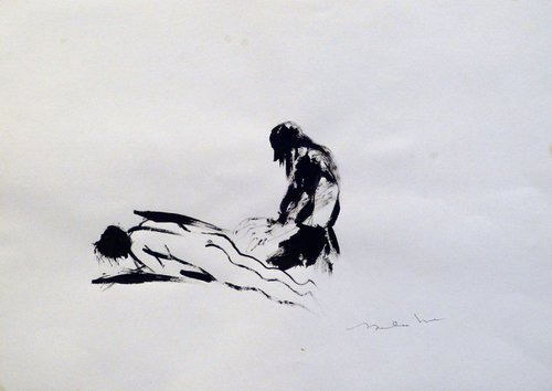 Erotic drawing 2, ink on paper 21x29 cm by Frederic Belaubre