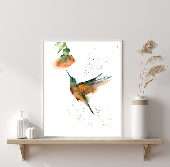 Hummingbird and Flower
