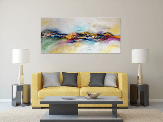 Fairy hills XXL 204X92 cm  unstretched painting, palette knife FREE SHIPPING