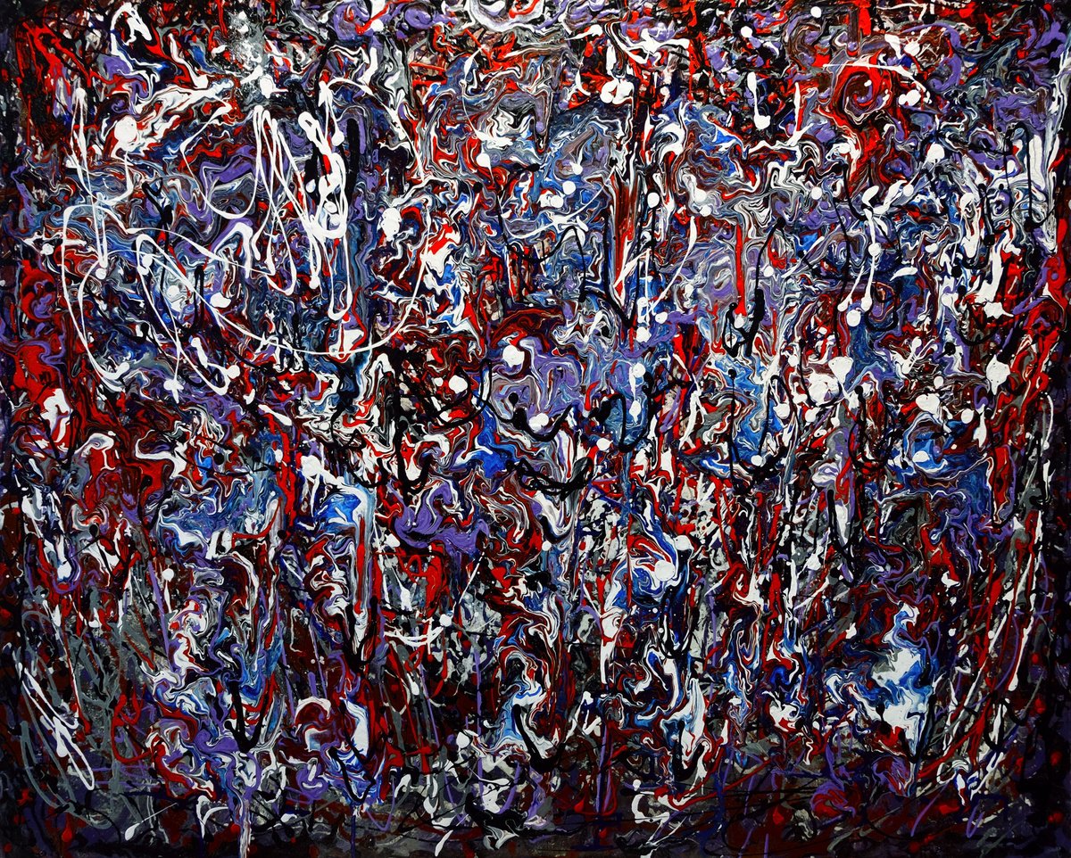 Abstract Acrylic Painting By Anastasia Woron, 39 X 32, An Expressive Universe., Original Artwork