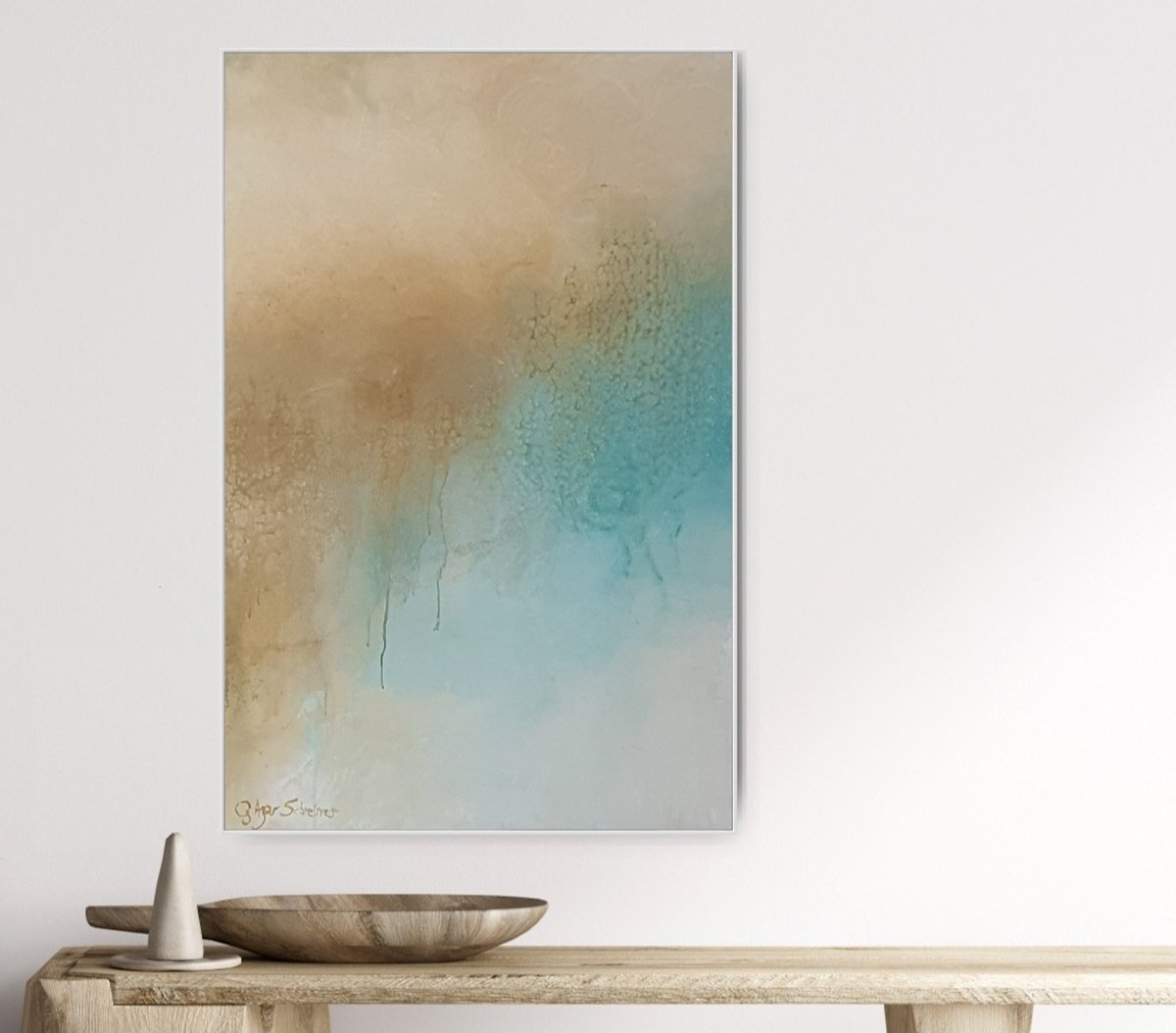 Abstract Acrylic Painting By Gabriela Azar Schreiner, 26 X 37, Raindrops, Original Artwork