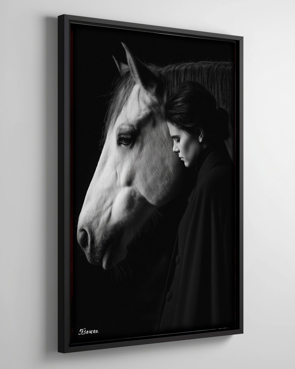 Photorealistic Portrait Photograph By Ksavera, 25 X 37", Lady And Horse B0805B, Original Artwork