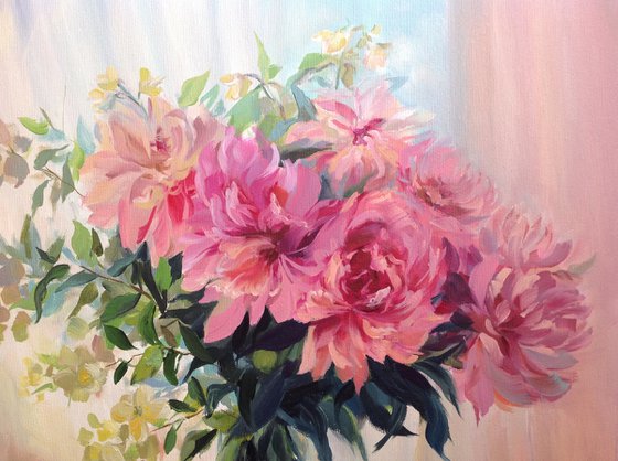 Peonies with jasmine