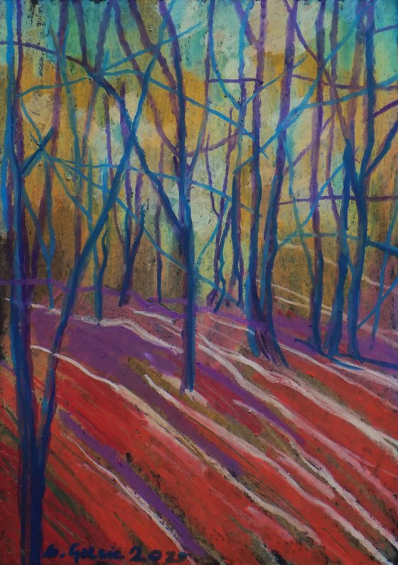 Forest in vermilion and purple