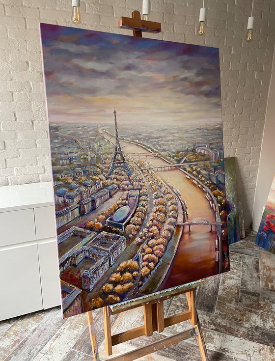 View of beautiful Paris. Original oil painting