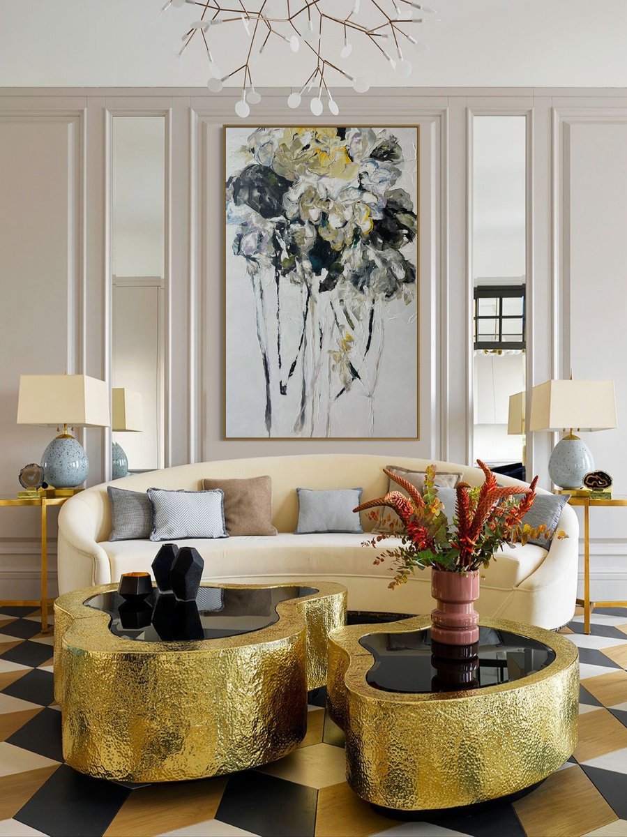 Impressionistic Botanical Acrylic Painting By Tetiana Hutsul, 37 X 61", Imperial Bloom, Original Artwork