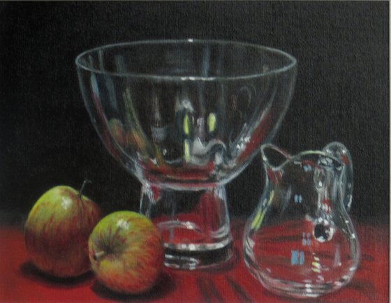 Glass with apples