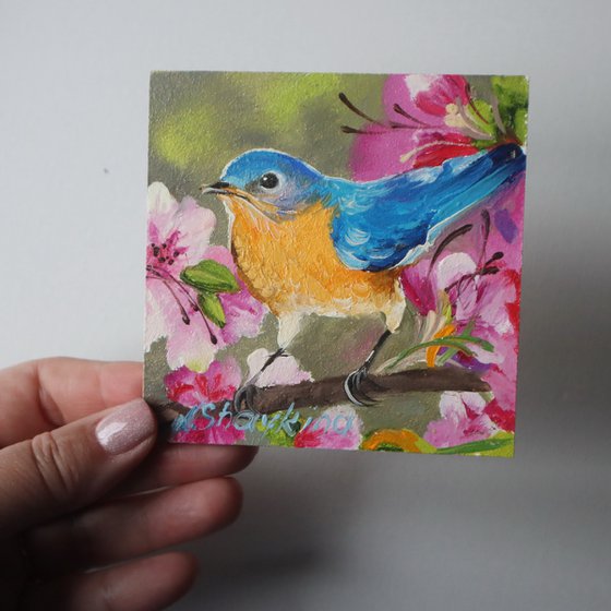 Bluebird on Blossom Branch, Happiness Bird