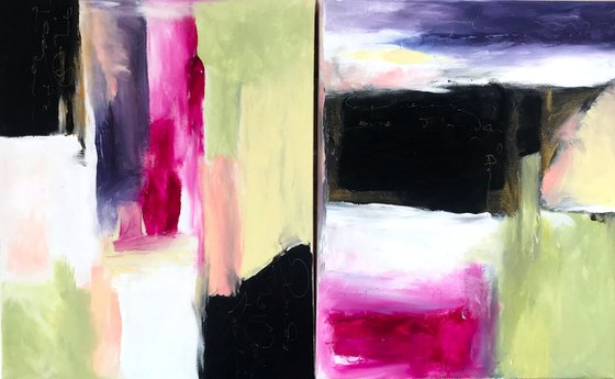 A Abstract Love Letters II Diptych
