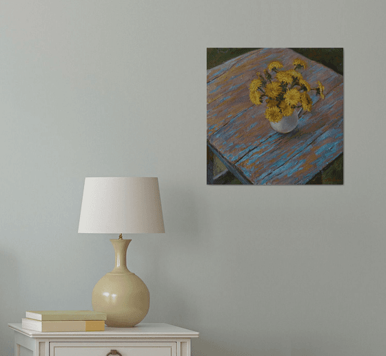 Dandelions. Original Spring Floral Still Life. Oil Painting on canvas, gift, wall art, interior art, interior design, pop, stylish art, impressionist, present