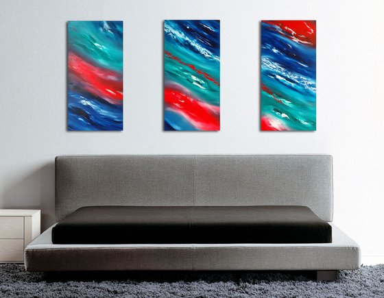 Commissioned painting - Time passes slowly II - Triptych n° 3 Paintings