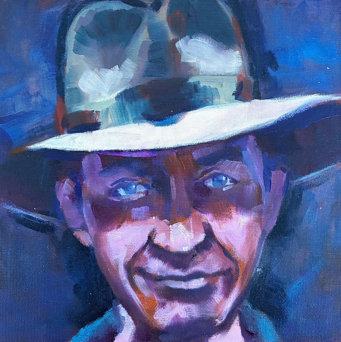 Impressionistic Portrait Oil Painting By Paul Gurney, 8 X 8", Portrait Of The Artist, Original Artwork