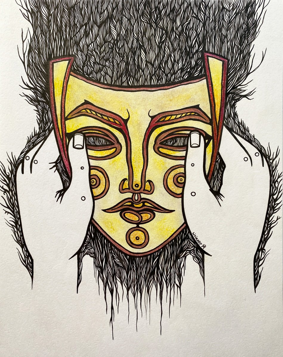 Illustrative Portrait Ink Drawing By Lidia Matviyenko /Lidikart/, 11 X 14", Stop Lying To Yourself, Original Artwork