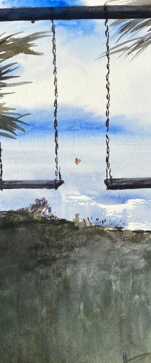 Swing and butterfly by Mazen Ghurbal