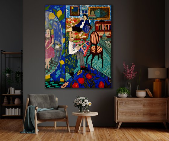 Session at Cat's - original painting on canvas - 100x80
