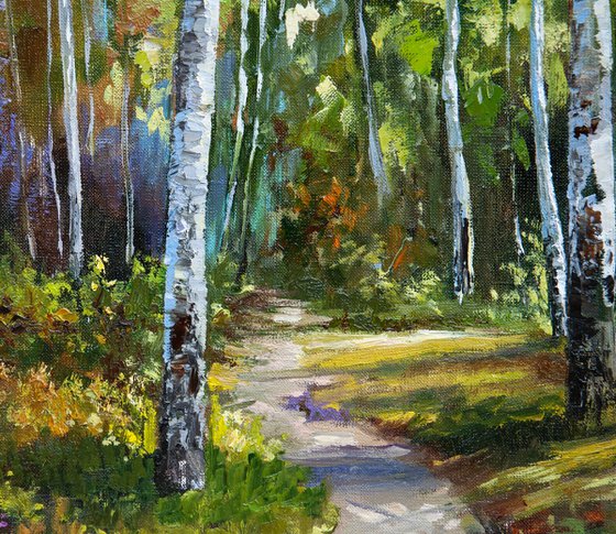 Autumn Forest Oil Painting Original Art Fall Landscape 26 x 34