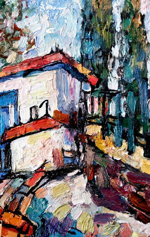 The winding streets of Cudillero. by Nikifor Swiristuhin