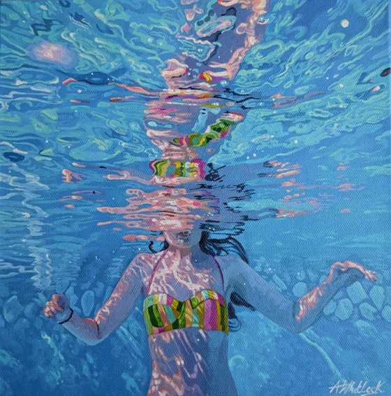 Underneath XXXIV - Miniature swimming painting